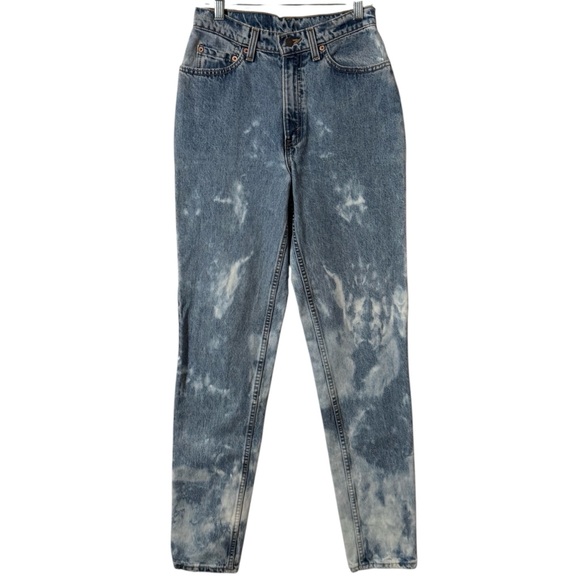 Levi's Denim - Vtg Levis 512 Slim Fit Tapered Leg Bleached acid wash tye dye denim jeans retro